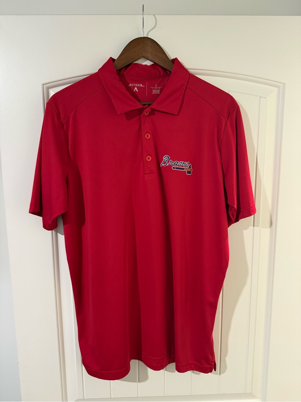 Braves Red Short-Sleeve Polo Shirt - Performance Men’s Golf Polo- Large